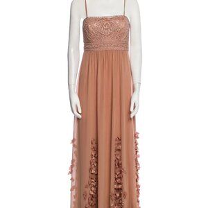 SUE WONG Sequined Embellished Gown with 3D Bow Appliqués